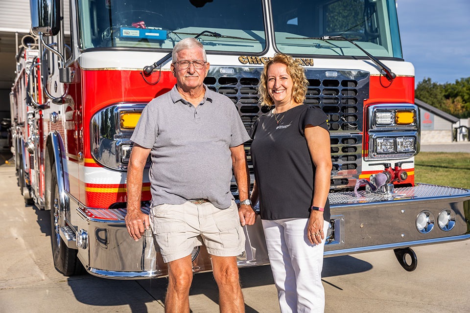 Brenda Mescher makes donation to Chickasaw Community Mutual Fire Company