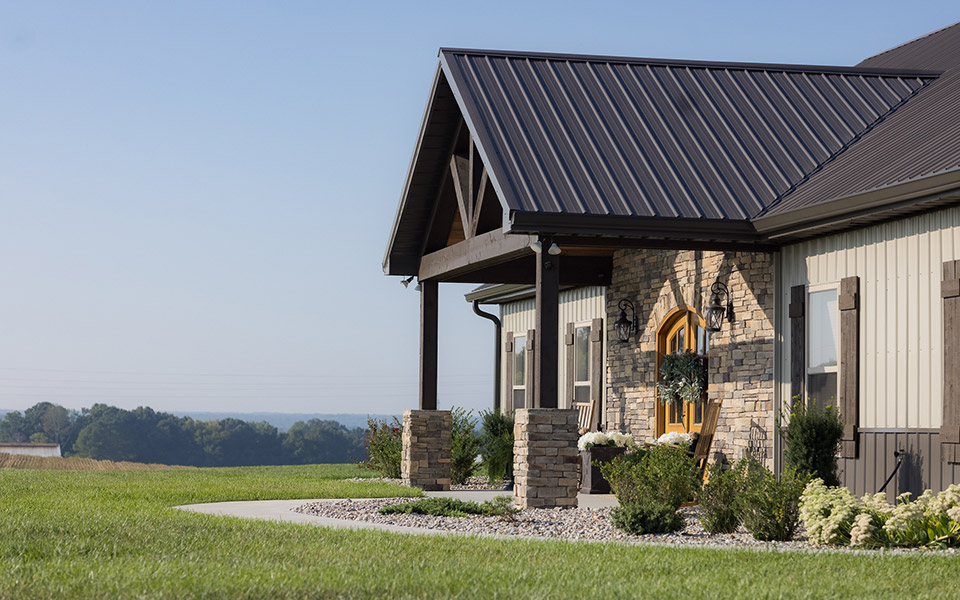 The front door of a newly built rural home in Tennessee.