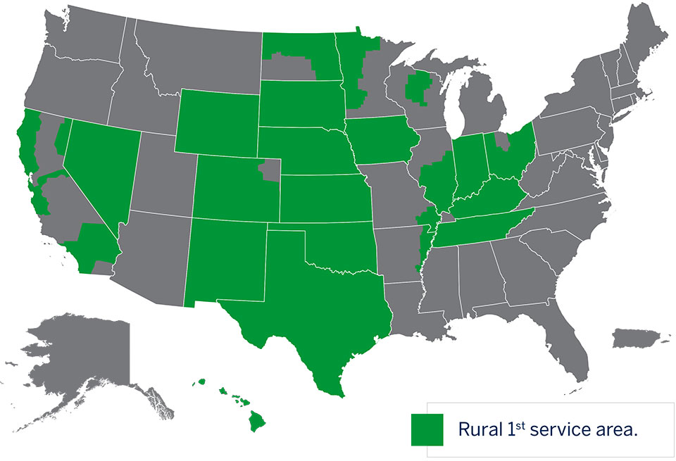 Rural 1st service area map